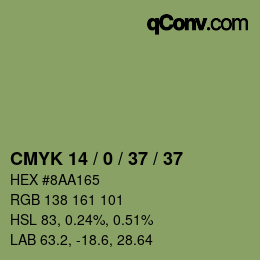 Color code: CMYK 14 / 0 / 37 / 37 | qconv.com