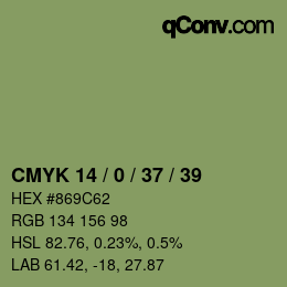颜色代码: CMYK 14 / 0 / 37 / 39 | qconv.com