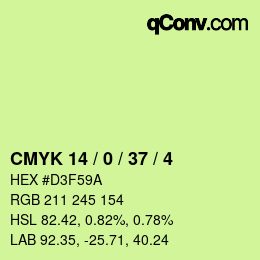 颜色代码: CMYK 14 / 0 / 37 / 4 | qconv.com