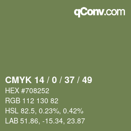 カラーコード: CMYK 14 / 0 / 37 / 49 | qconv.com