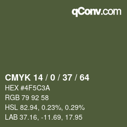 Color code: CMYK 14 / 0 / 37 / 64 | qconv.com