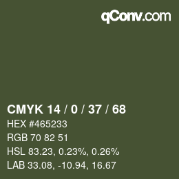 Color code: CMYK 14 / 0 / 37 / 68 | qconv.com