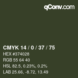 Color code: CMYK 14 / 0 / 37 / 75 | qconv.com