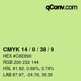 Color code: CMYK 14 / 0 / 38 / 9 | qconv.com