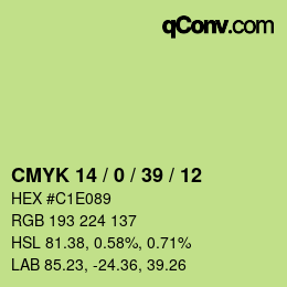 カラーコード: CMYK 14 / 0 / 39 / 12 | qconv.com