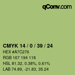 カラーコード: CMYK 14 / 0 / 39 / 24 | qconv.com