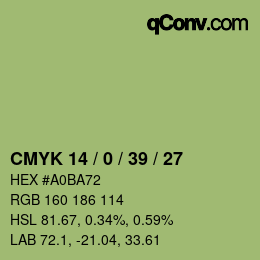 颜色代码: CMYK 14 / 0 / 39 / 27 | qconv.com