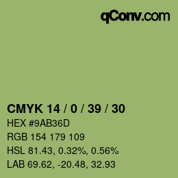 カラーコード: CMYK 14 / 0 / 39 / 30 | qconv.com