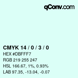 颜色代码: CMYK 14 / 0 / 3 / 0 | qconv.com