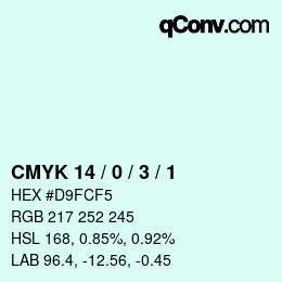 颜色代码: CMYK 14 / 0 / 3 / 1 | qconv.com