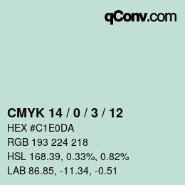 颜色代码: CMYK 14 / 0 / 3 / 12 | qconv.com