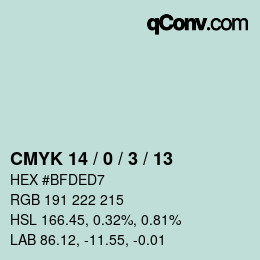 颜色代码: CMYK 14 / 0 / 3 / 13 | qconv.com