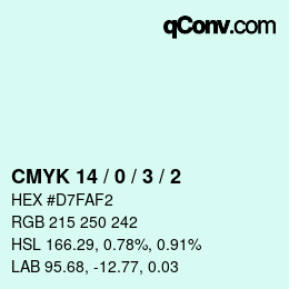 カラーコード: CMYK 14 / 0 / 3 / 2 | qconv.com