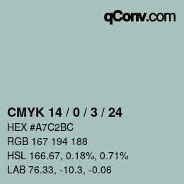 Color code: CMYK 14 / 0 / 3 / 24 | qconv.com