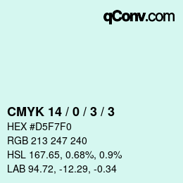 颜色代码: CMYK 14 / 0 / 3 / 3 | qconv.com
