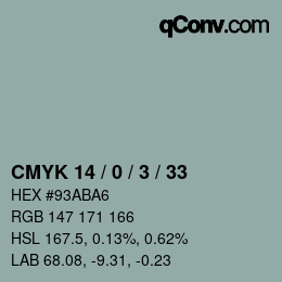 カラーコード: CMYK 14 / 0 / 3 / 33 | qconv.com