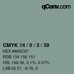 Color code: CMYK 14 / 0 / 3 / 39 | qconv.com