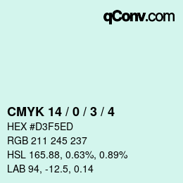 カラーコード: CMYK 14 / 0 / 3 / 4 | qconv.com