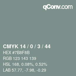 Color code: CMYK 14 / 0 / 3 / 44 | qconv.com