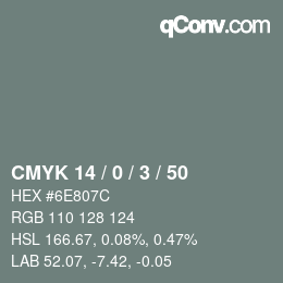Color code: CMYK 14 / 0 / 3 / 50 | qconv.com