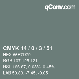 颜色代码: CMYK 14 / 0 / 3 / 51 | qconv.com