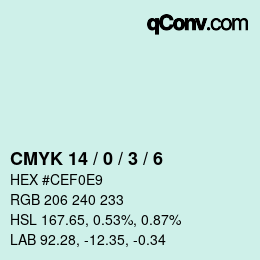 颜色代码: CMYK 14 / 0 / 3 / 6 | qconv.com