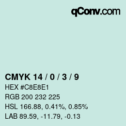 颜色代码: CMYK 14 / 0 / 3 / 9 | qconv.com