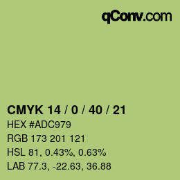 カラーコード: CMYK 14 / 0 / 40 / 21 | qconv.com