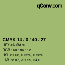 カラーコード: CMYK 14 / 0 / 40 / 27 | qconv.com
