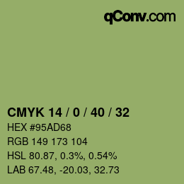 Color code: CMYK 14 / 0 / 40 / 32 | qconv.com