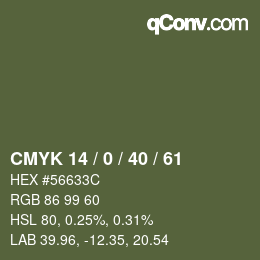 カラーコード: CMYK 14 / 0 / 40 / 61 | qconv.com