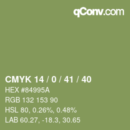 颜色代码: CMYK 14 / 0 / 41 / 40 | qconv.com
