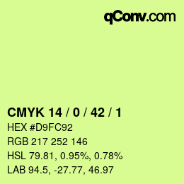カラーコード: CMYK 14 / 0 / 42 / 1 | qconv.com