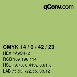 Color code: CMYK 14 / 0 / 42 / 23 | qconv.com