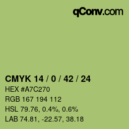 颜色代码: CMYK 14 / 0 / 42 / 24 | qconv.com