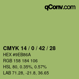 Farbcode: CMYK 14 / 0 / 42 / 28 | qconv.com