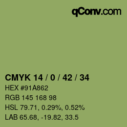 Color code: CMYK 14 / 0 / 42 / 34 | qconv.com