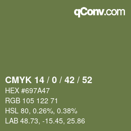 Código de color: CMYK 14 / 0 / 42 / 52 | qconv.com