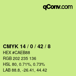 カラーコード: CMYK 14 / 0 / 42 / 8 | qconv.com