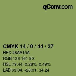 Color code: CMYK 14 / 0 / 44 / 37 | qconv.com