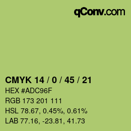 Color code: CMYK 14 / 0 / 45 / 21 | qconv.com