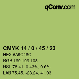 カラーコード: CMYK 14 / 0 / 45 / 23 | qconv.com