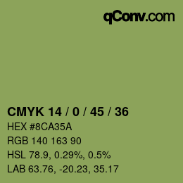 カラーコード: CMYK 14 / 0 / 45 / 36 | qconv.com
