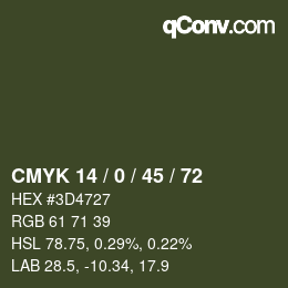 カラーコード: CMYK 14 / 0 / 45 / 72 | qconv.com