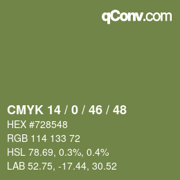 颜色代码: CMYK 14 / 0 / 46 / 48 | qconv.com