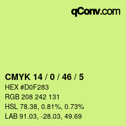 カラーコード: CMYK 14 / 0 / 46 / 5 | qconv.com