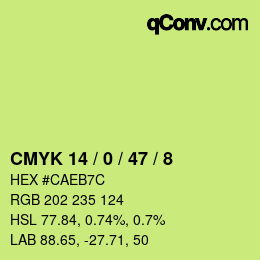 カラーコード: CMYK 14 / 0 / 47 / 8 | qconv.com
