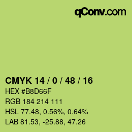 カラーコード: CMYK 14 / 0 / 48 / 16 | qconv.com