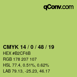 Color code: CMYK 14 / 0 / 48 / 19 | qconv.com