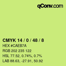 颜色代码: CMYK 14 / 0 / 48 / 8 | qconv.com